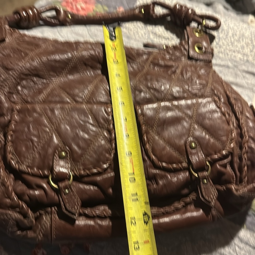 Isabella Fiore Brown Leather Quilted Shoulder Bag Many Pockets Mint Condition - Picture 9 of 11